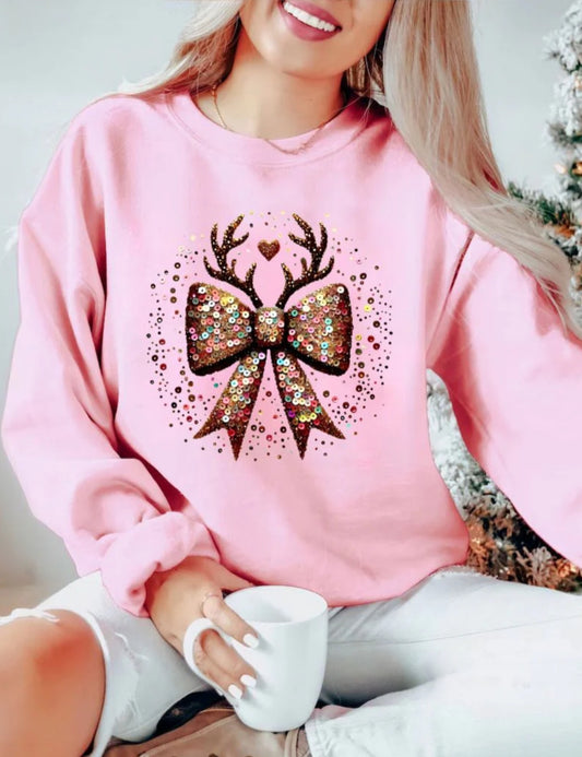 CHRISTMAS BOW SEQUIN(T-SHIRT)