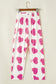 Pink Heart Print Ruffle Sleeveless Top and Pants Pajama Set
