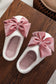 White Cute Bow Fuzzy Home Slippers