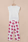 Pink Heart Print Ruffle Sleeveless Top and Pants Pajama Set