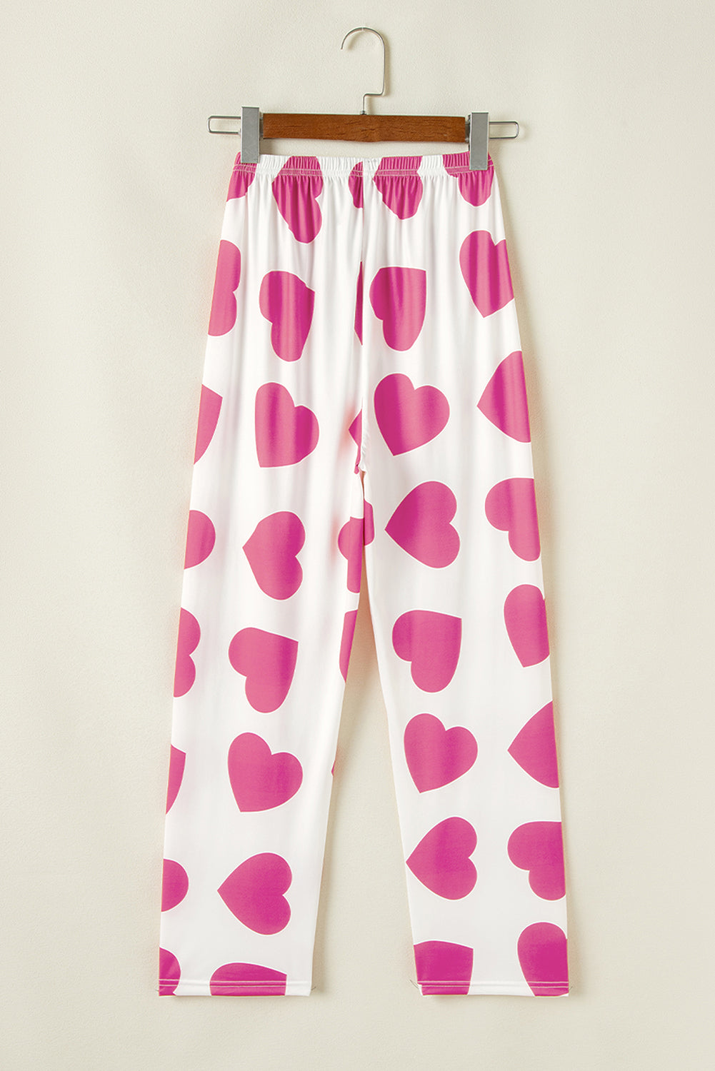 Pink Heart Print Ruffle Sleeveless Top and Pants Pajama Set