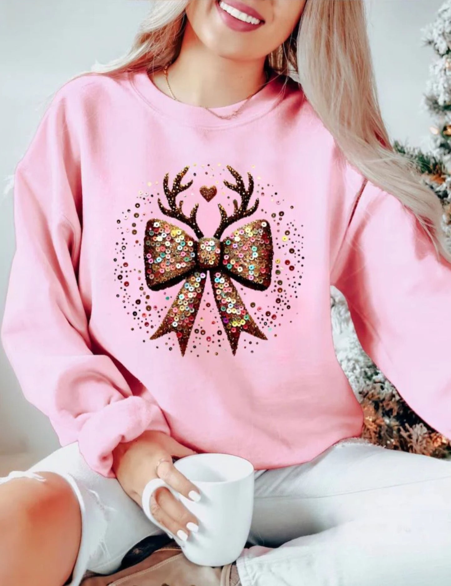 CHRISTMAS BOW SEQUIN(T-SHIRT)