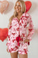 Red Bow Colorblock Long Sleeve Knot Pajama Set